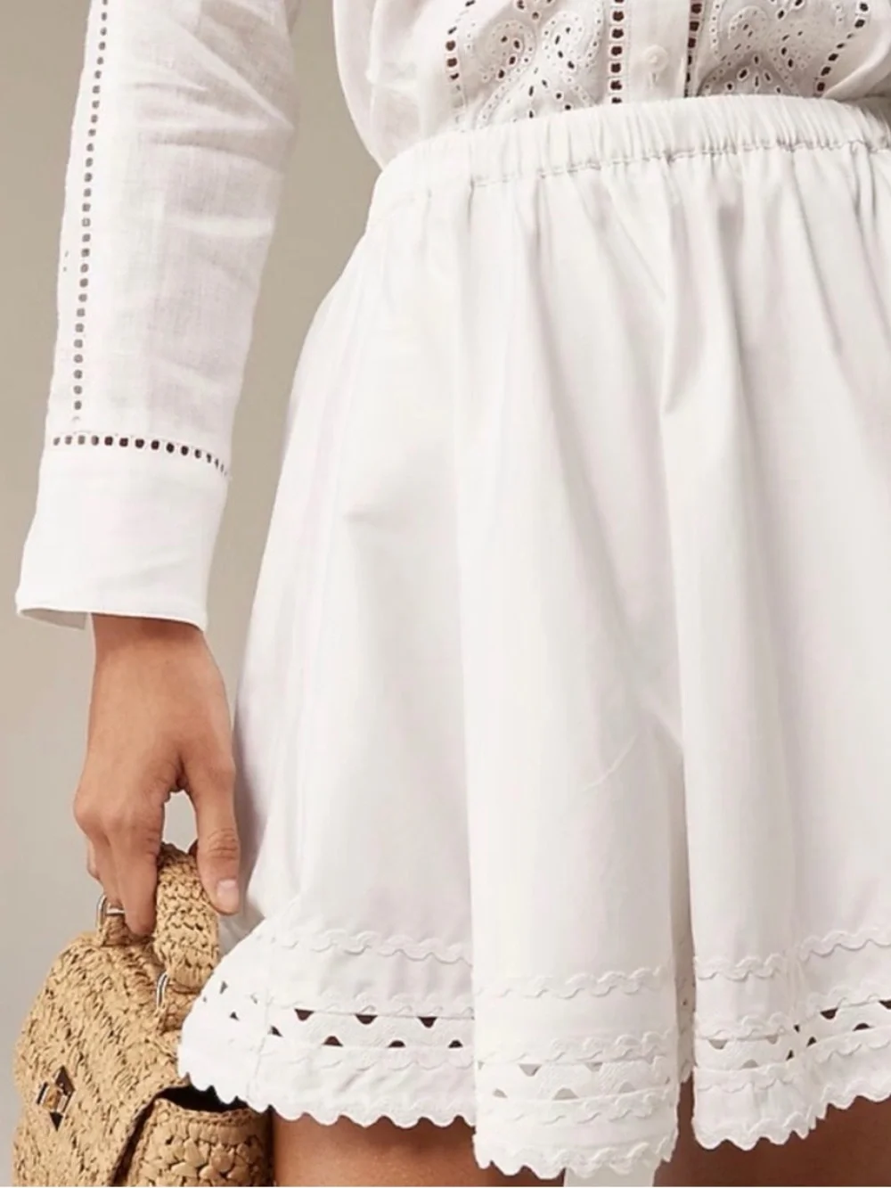 J.Crew Mini Skirt with Rickrack Trim in Cotton Poplin